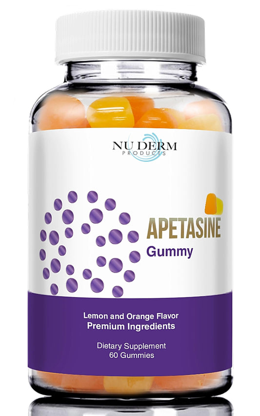 Close-up of Apetasine gummies showing bright orange color for easy daily use.
