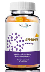 Close-up of Apetasine gummies showing bright orange color for easy daily use.