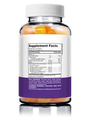 Gummies beside citrus fruits suggest tasty orange-lemon flavor for daily use.