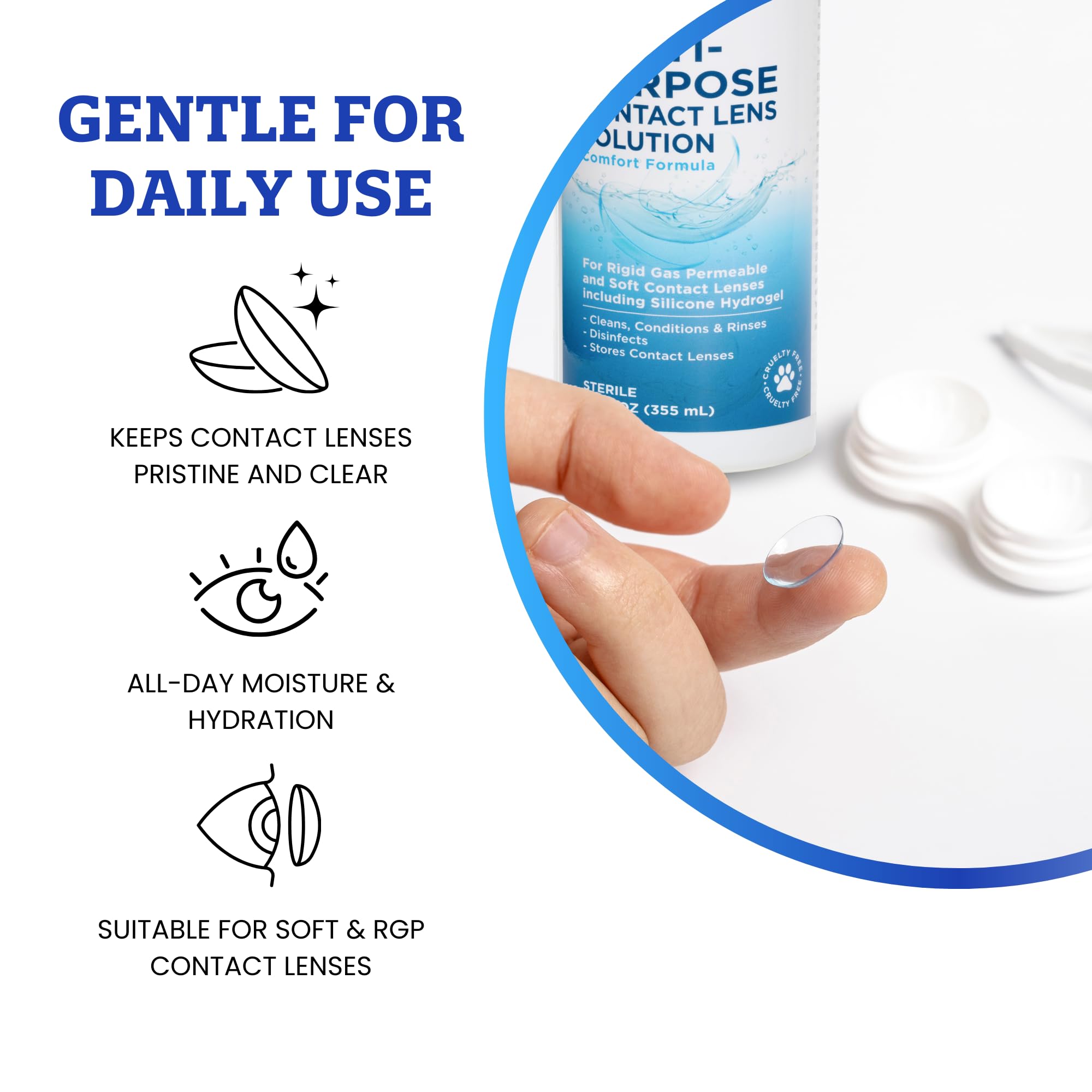 Clear Conscience sterile isotonic formula supports comfortable lens wear.