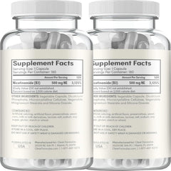 Label close-up shows 500 mg nicotinamide and cGMP origin quality