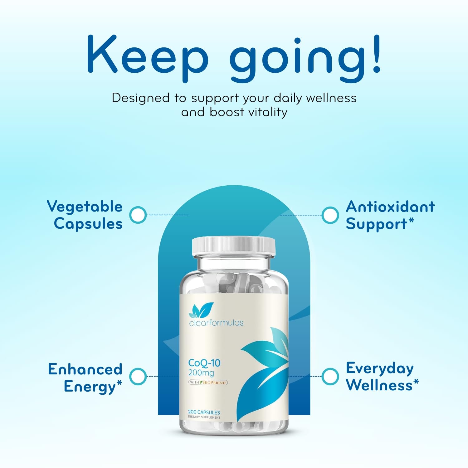Clear Formulas CoQ10 200mg production in a US facility signals quality control.