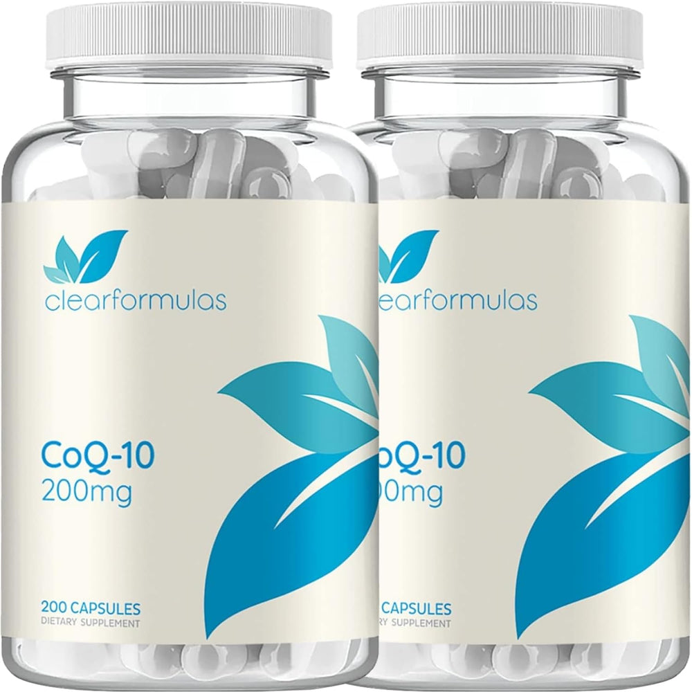 Clear Formulas Quick Absorption CoQ10 200mg bottle with secure seal for daily use