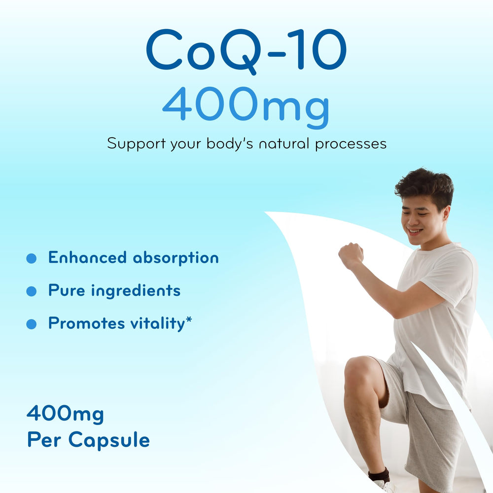 Clear Formulas Quick Absorption CoQ10 label highlighting 400 mg potency.