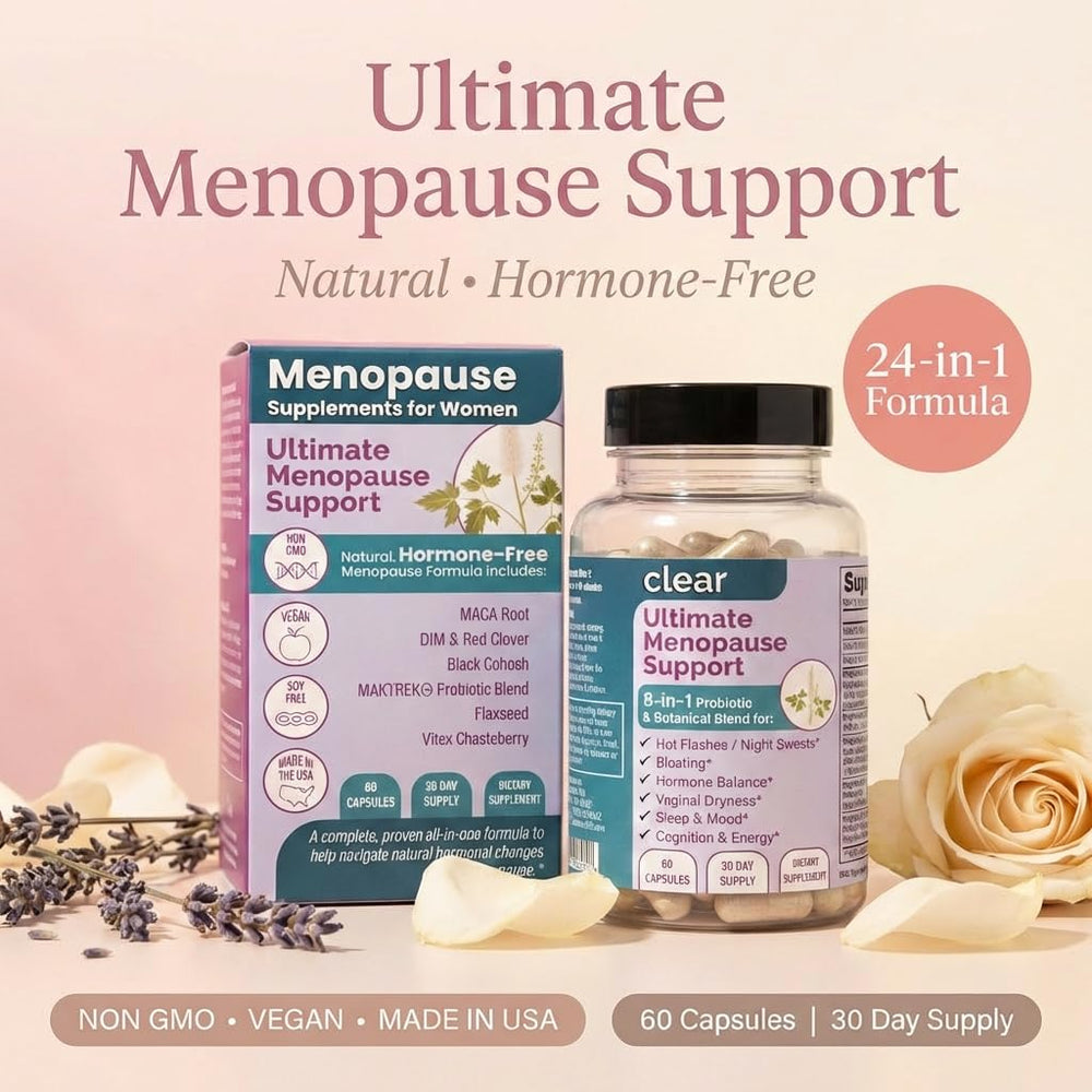 Herbal blend imagery on label hints Black Cohosh and Dong Quai for relief.