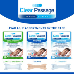 Clear Passage packaging shows a 36-pack bundle with 26 strips per pack.