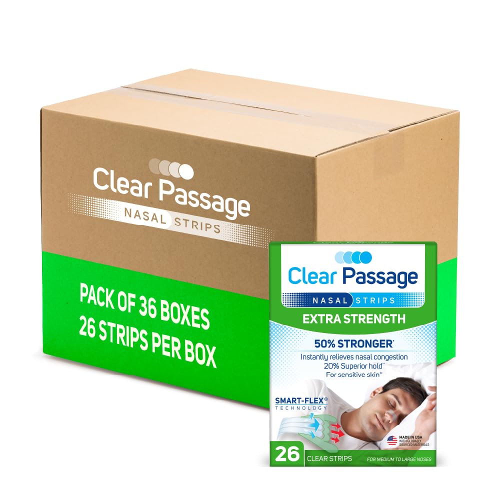 Clear Passage nasal strips extra strength pack ready for use to ease breathing