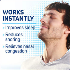 Clear Passage Extra Strength nasal strips on the nose for instant breathing aid during sleep