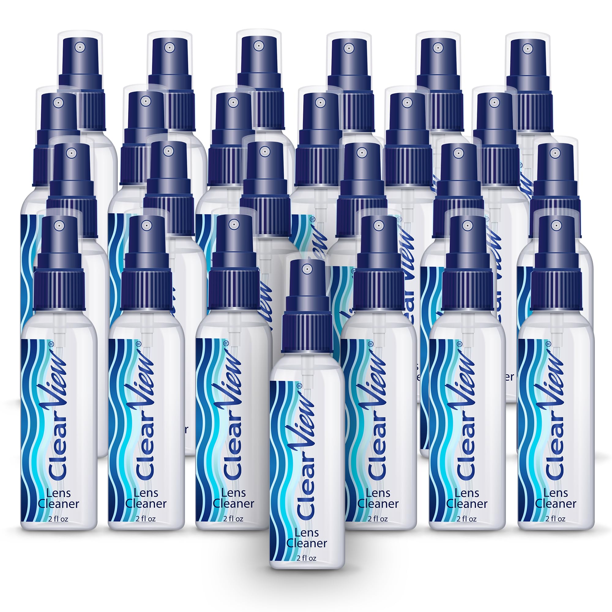 Clear View lens cleaner spray bottle in 2oz size, ideal for travel.