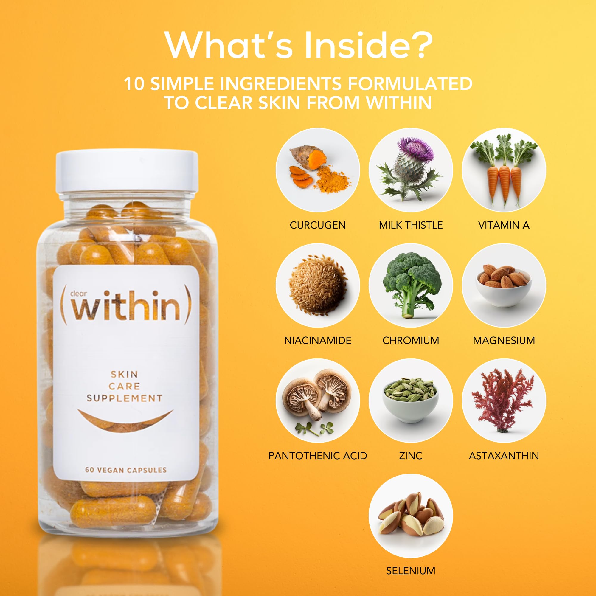 Clear Within turmeric-extract close-up emphasizing high bioavailability.