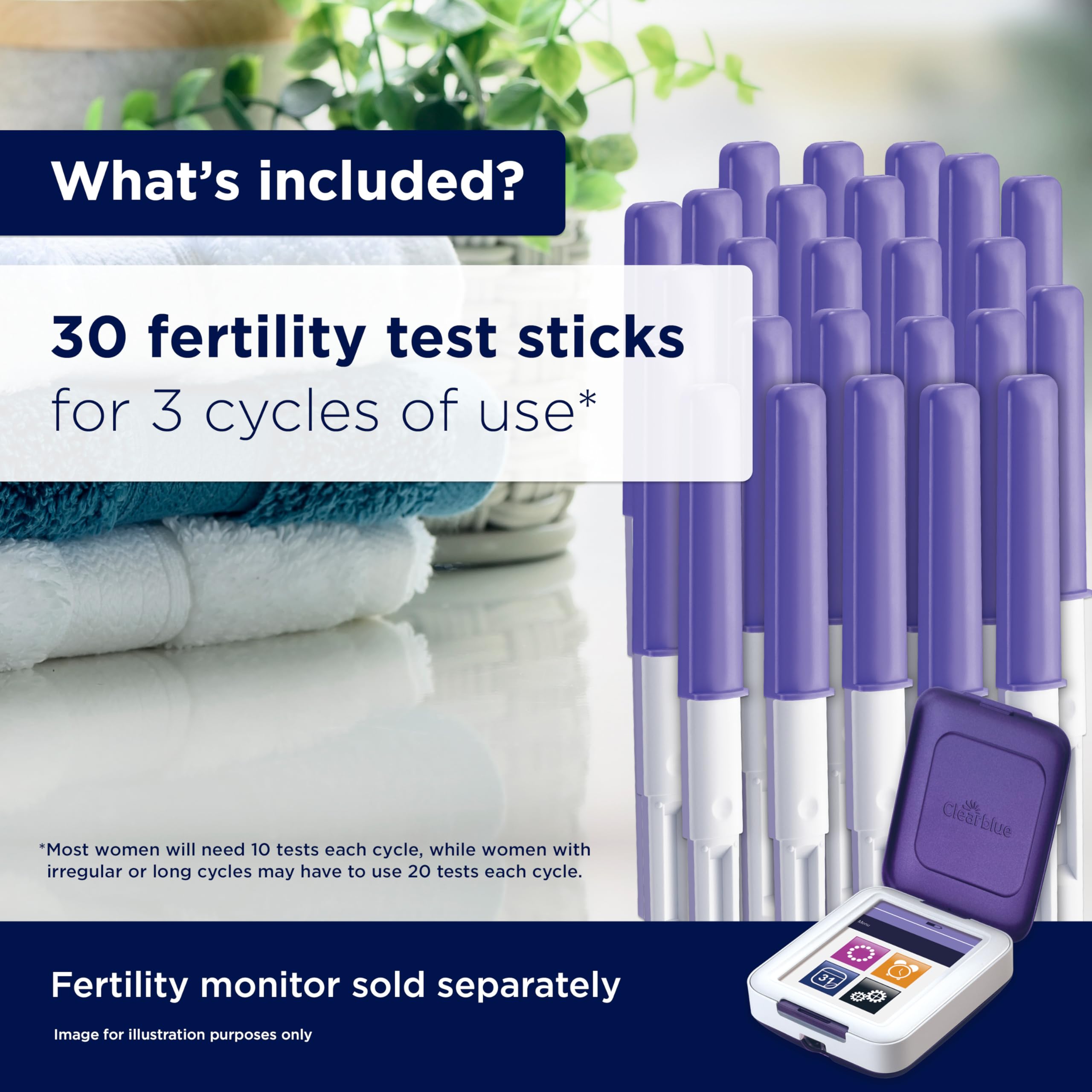 Clearblue fertility monitor with touch screen showing fertility status.