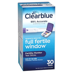 Clearblue packaging and test sticks laid out for setup.