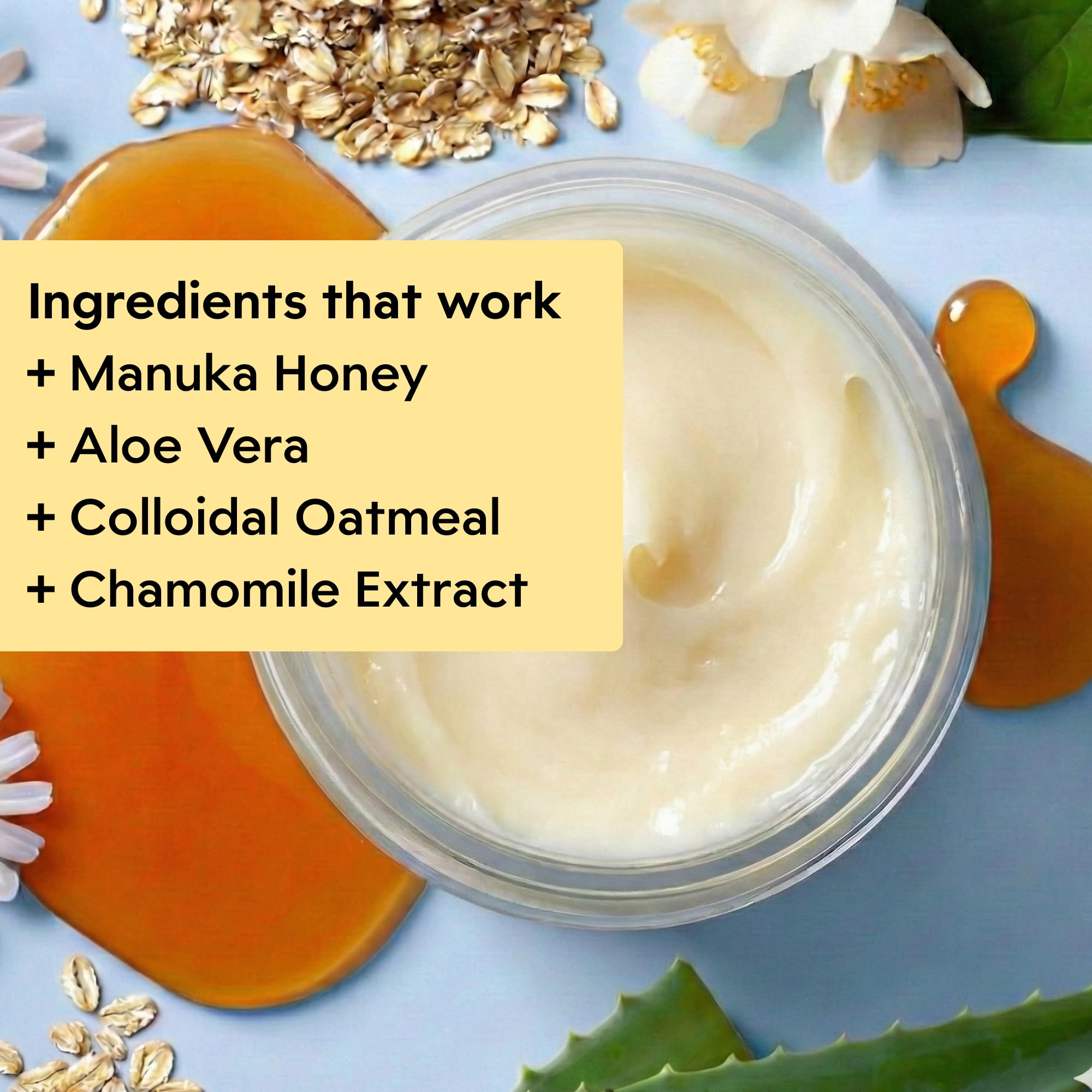 Manuka honey infusion emphasized by honey drop in cream
