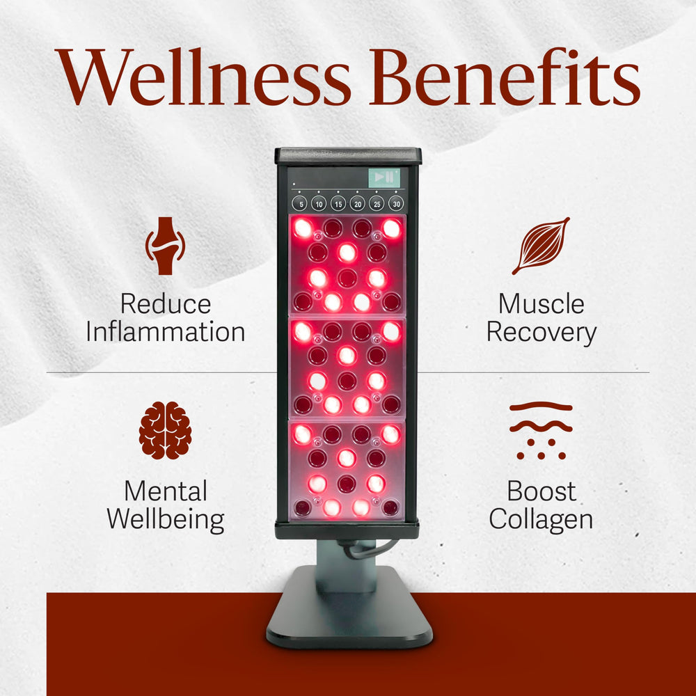 Clearlight Personal Tower delivers red light for skin health and anti-aging benefits.