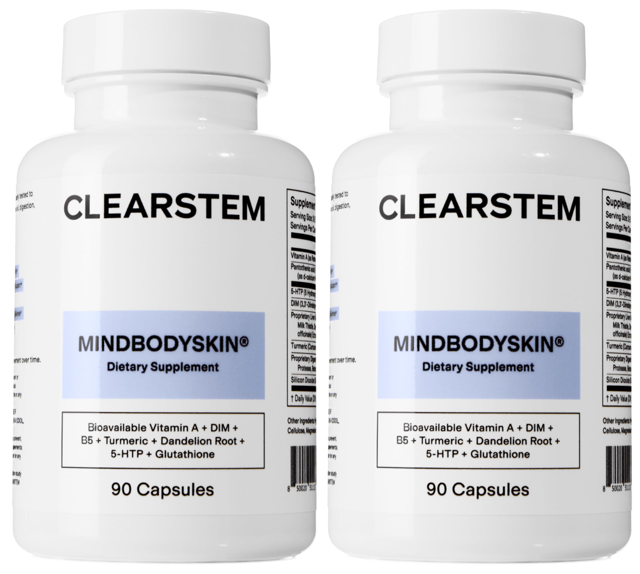 CLEARSTEM Mindbodyskin bottle front showing daily hormone balance support.