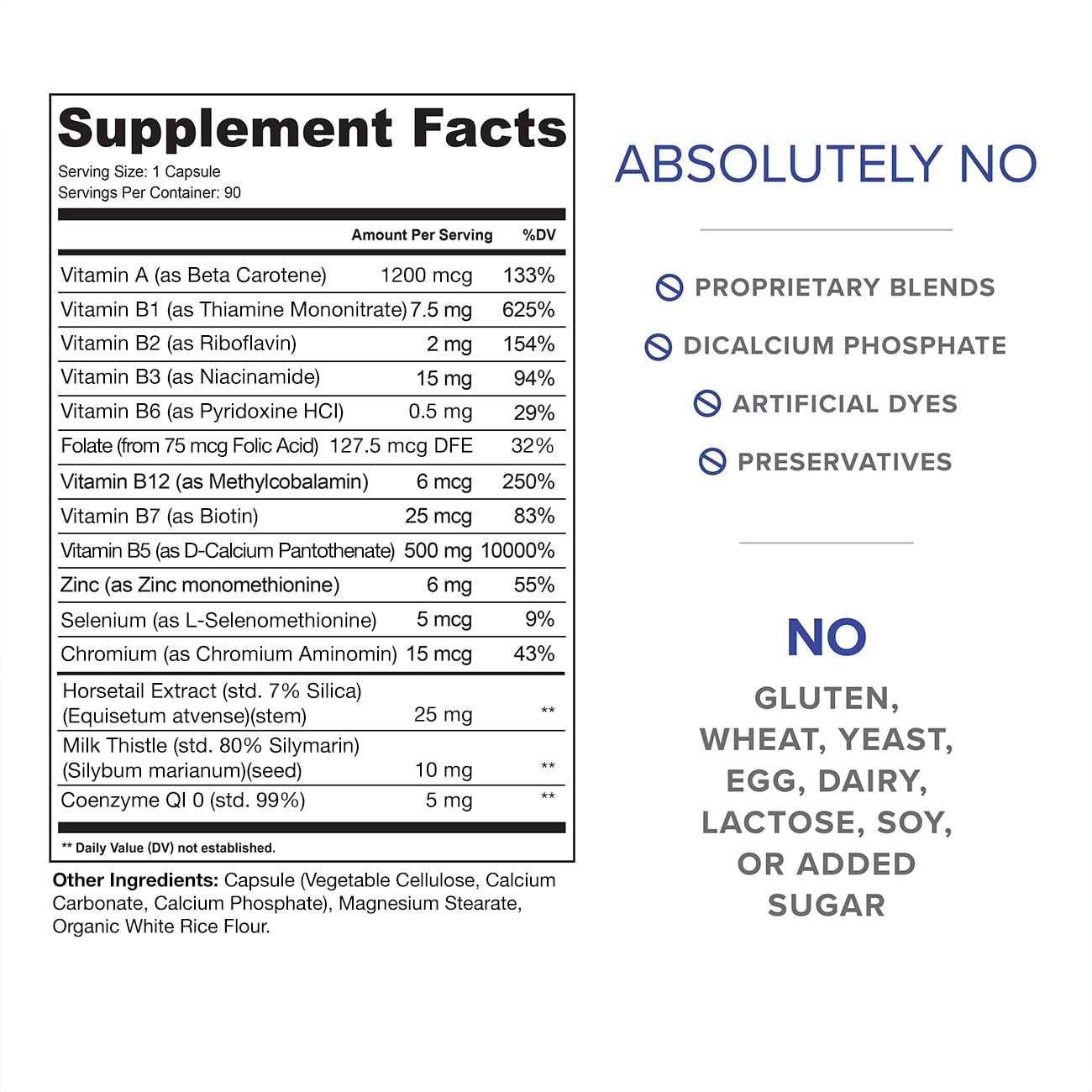 ClearZine bottle back highlighting vegan and gluten-free ingredients with clean production details.