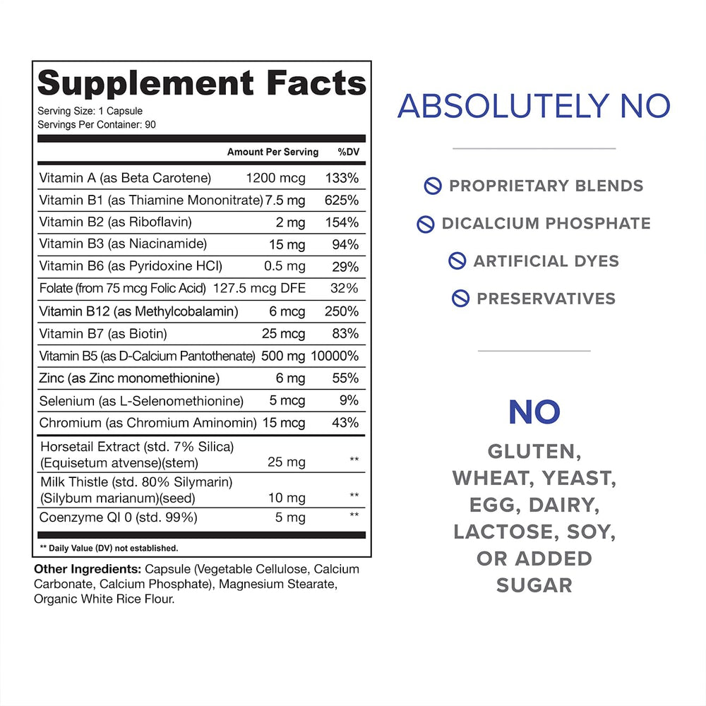 ClearZine bottle back highlighting vegan and gluten-free ingredients with clean production details.