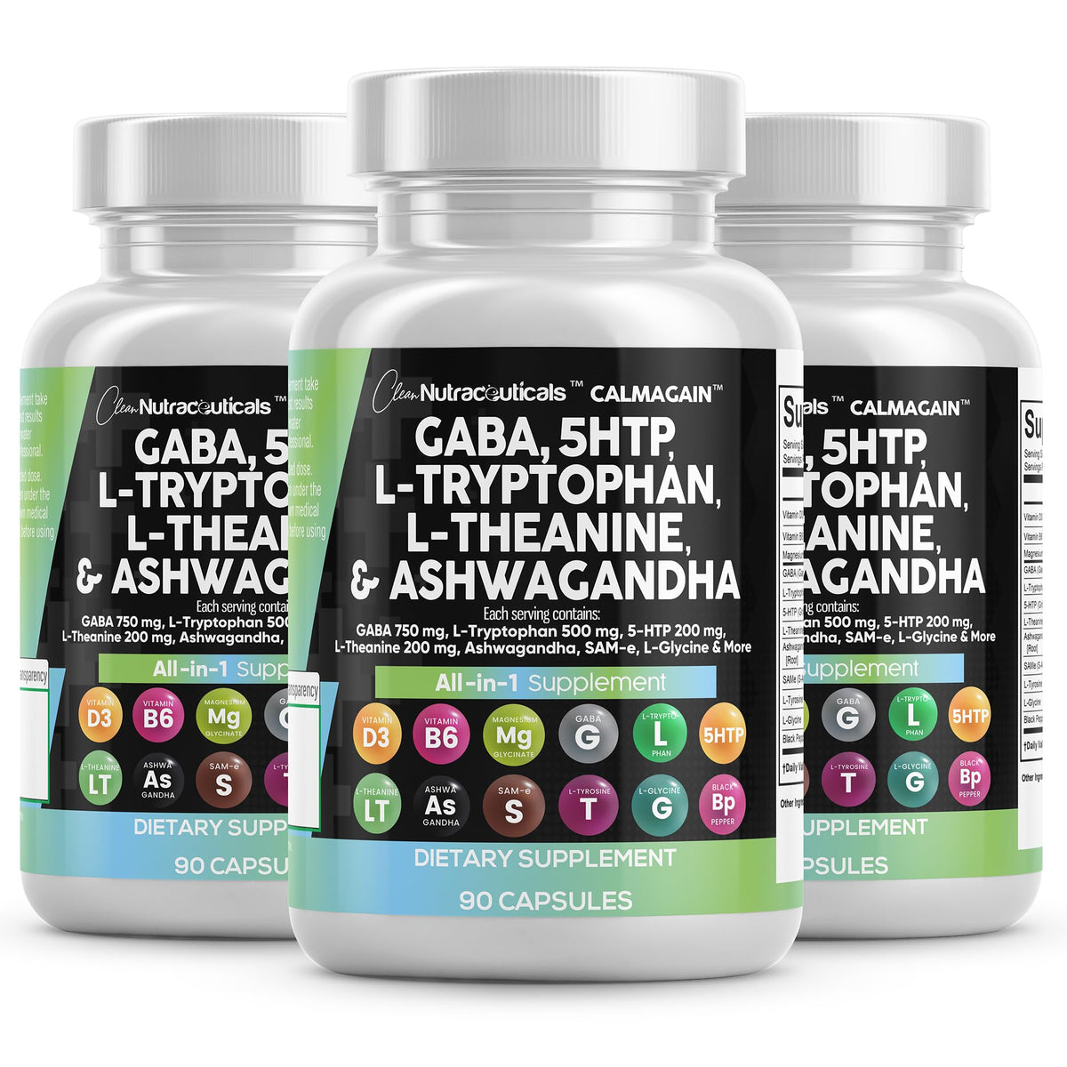 Clean Nutraceuticals GABA bottle front view for daily calm and focus support