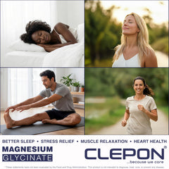 CLEPON bottle next to a glass suggesting a simple nightly supplementation ritual.