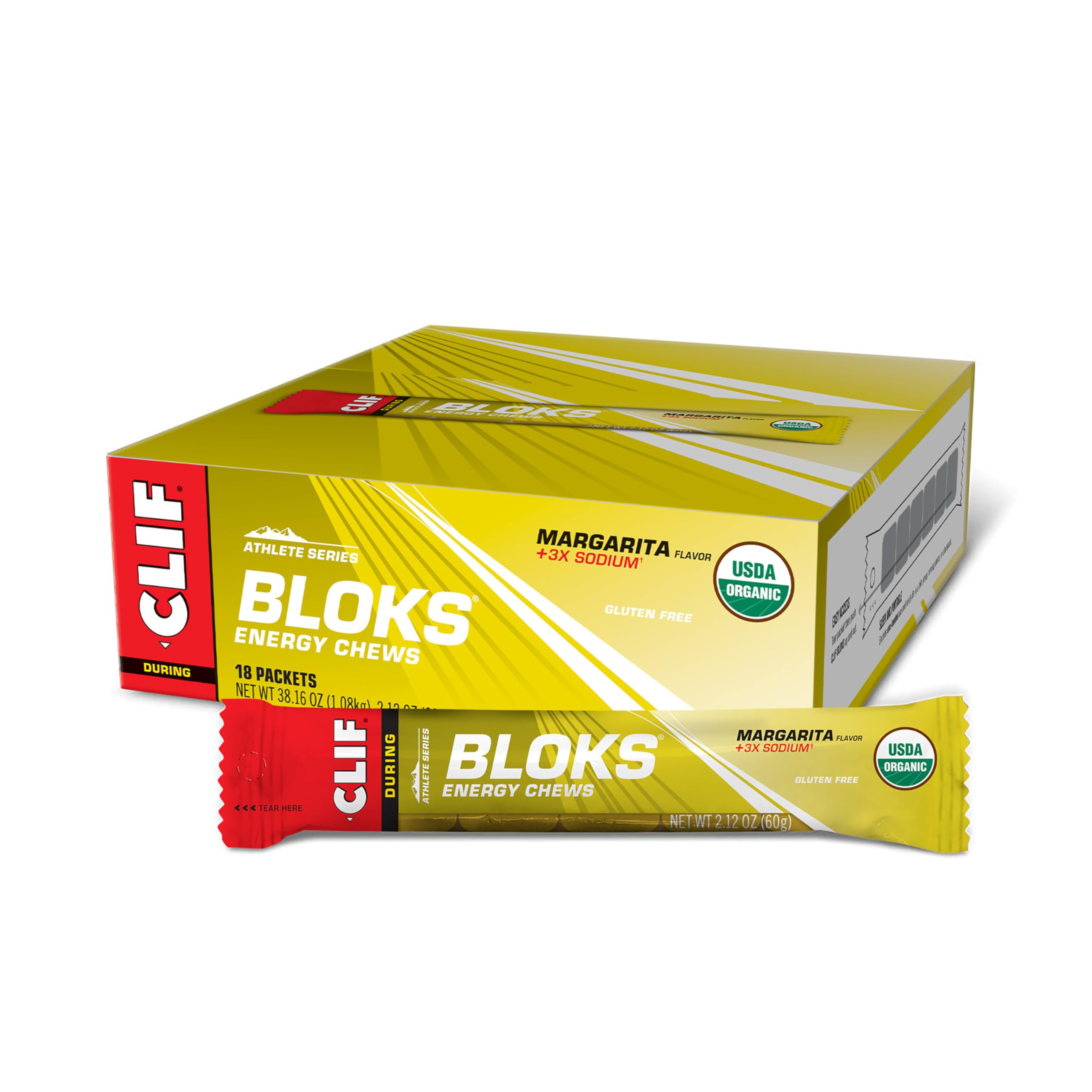 CLIF BLOKS Margarita 3X Sodium packaging for on-the-go energy during workouts