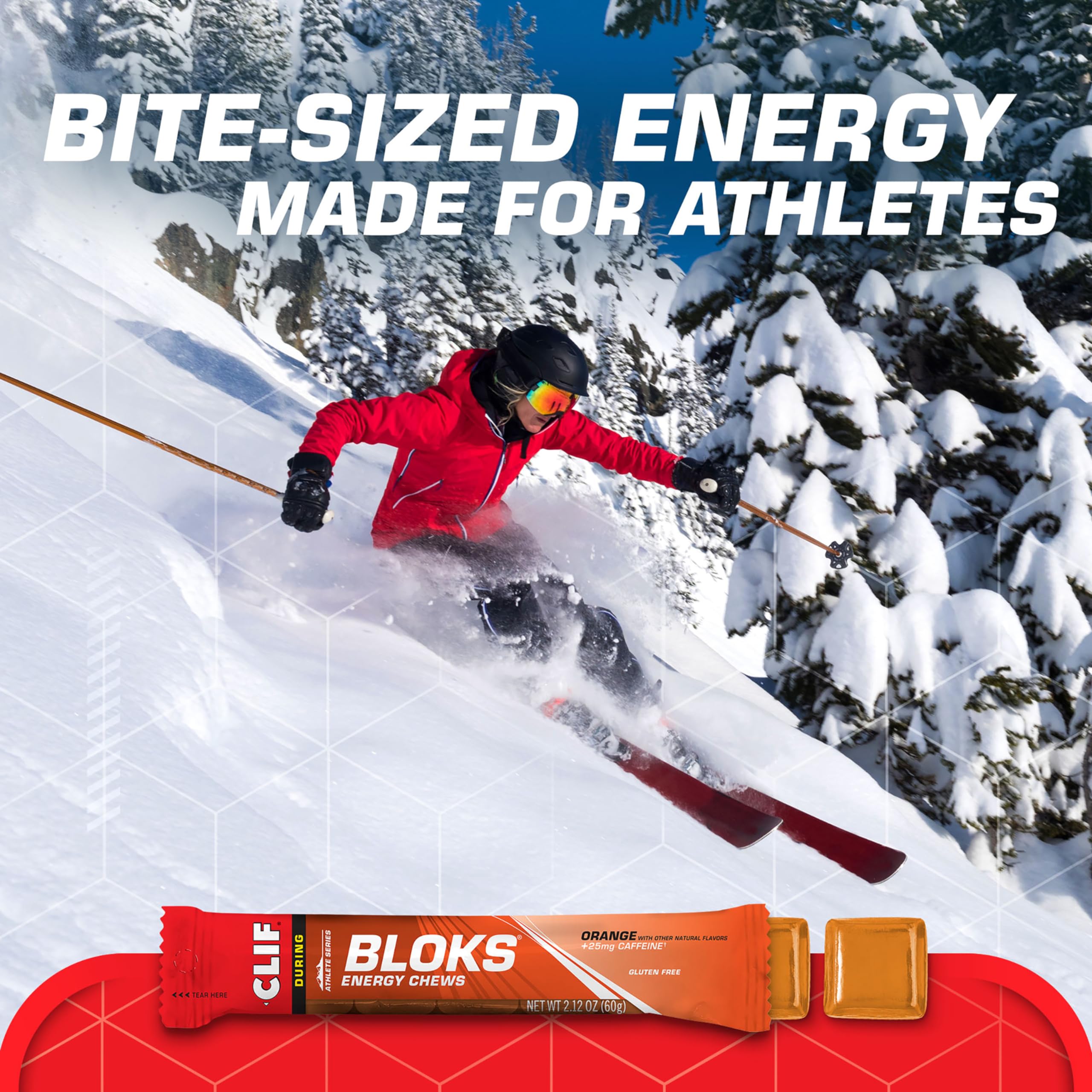In-hand CLIF BLOKS Orange chews during a run for quick fueling.