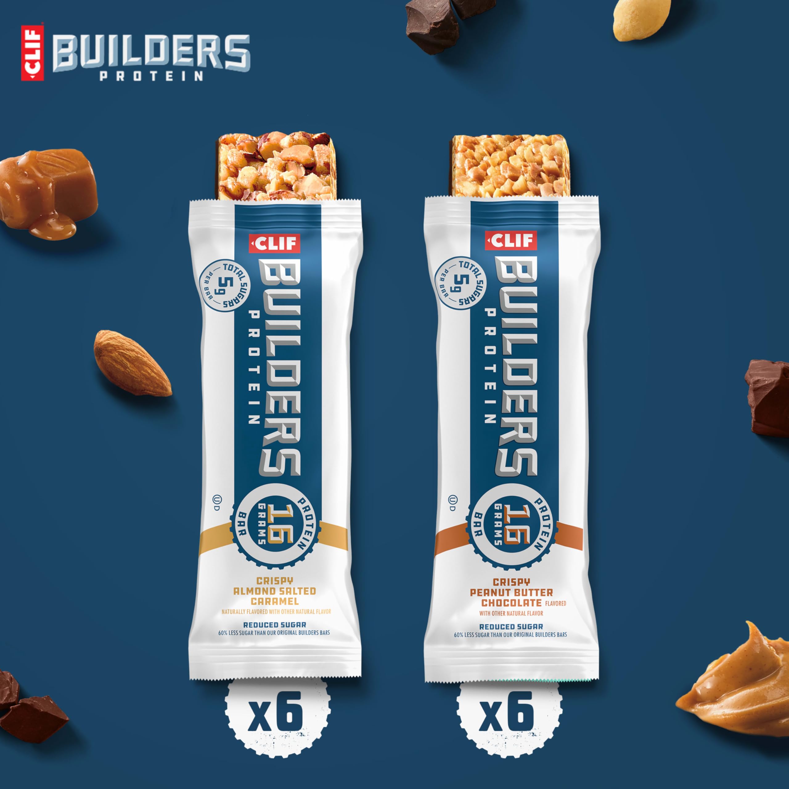 CLIF BUILDERS Crispy Peanut Butter Chocolate bar close-up with rich peanut butter detail