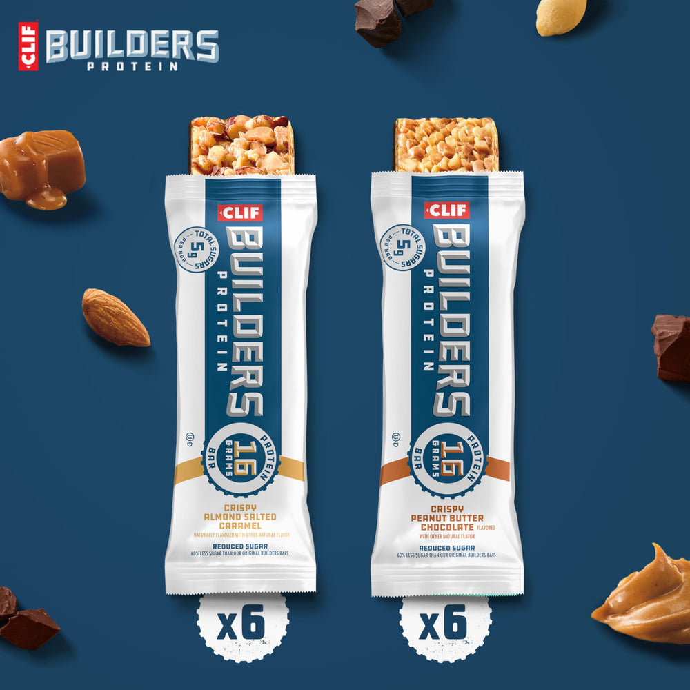 CLIF BUILDERS Crispy Peanut Butter Chocolate bar close-up with rich peanut butter detail