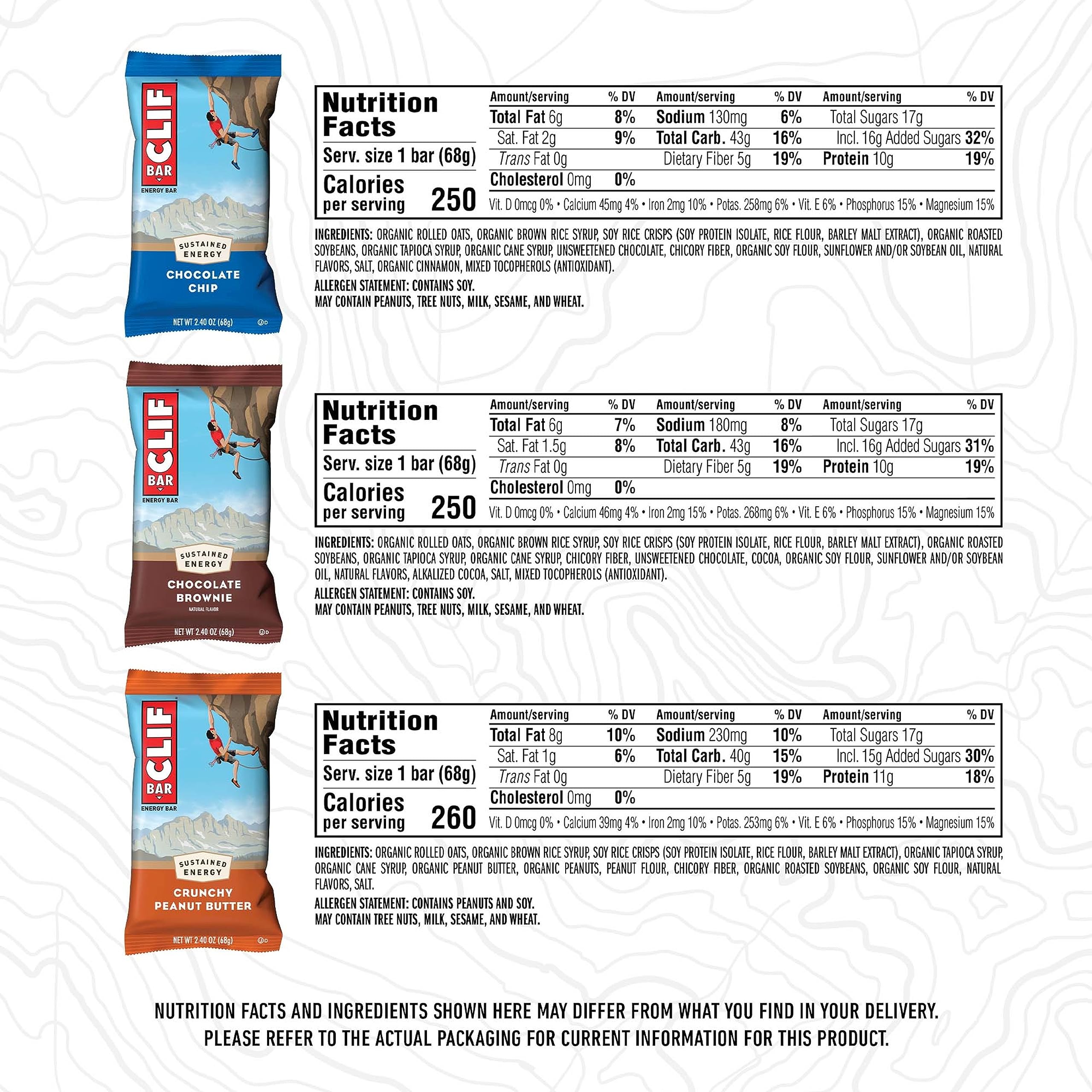 CLIF Bar variety pack Crunchy Peanut Butter bars for active days