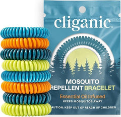 Cliganic 40-pack mosquito bracelets shown for family outdoor protection.