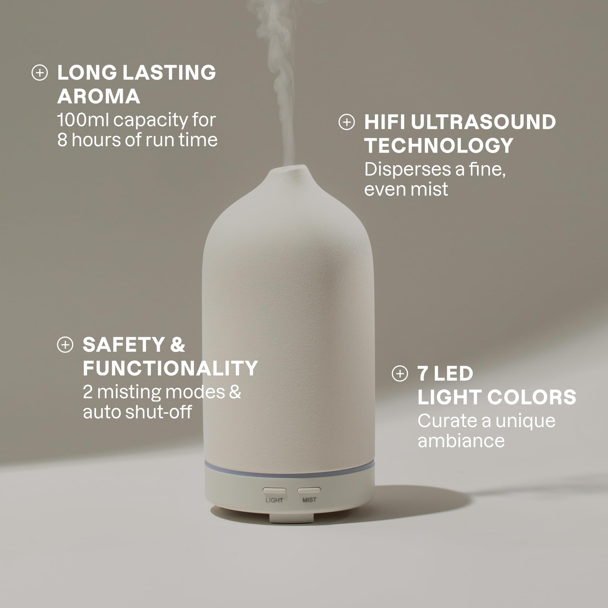 Cliganic ultrasonic diffuser with ambient light to brighten your desk or living room.