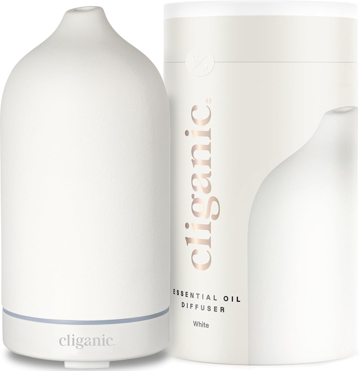 Cliganic Ceramic Diffuser White full view for ambient scent in home