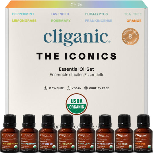 Cliganic peppermint essential oil bottle for refreshing aroma and mood uplift