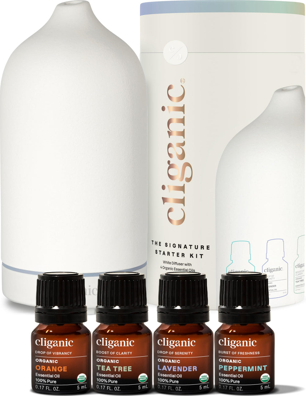 Cliganic Signature diffuser white LED for calm ambiance and air freshness.