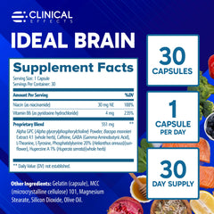 Clinical Effects Ideal Brain packaging with bottle and label information