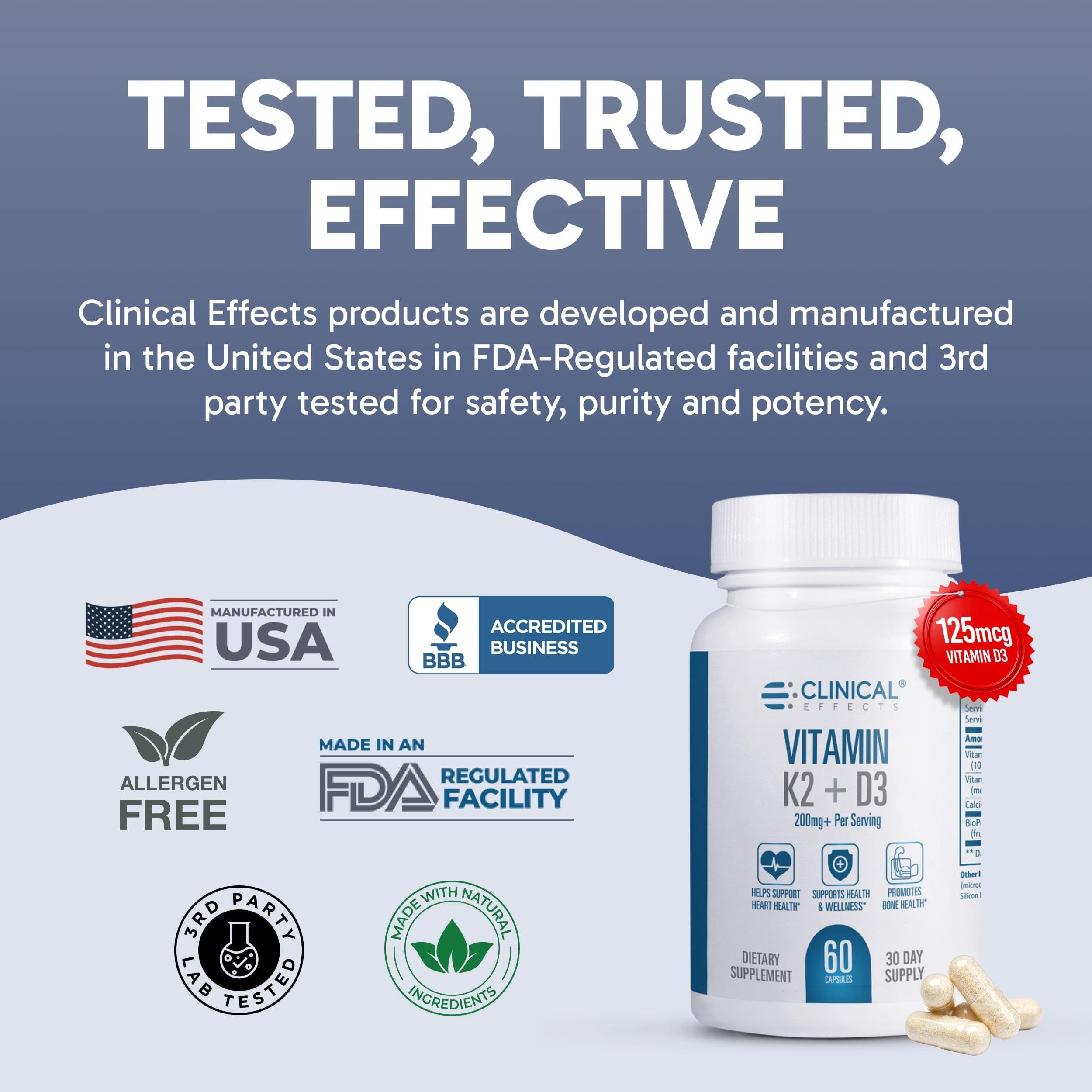 Clinical Effects Made in USA seal signals quality and trust.