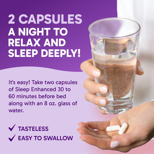 Clinical Effects Sleep Enhanced capsules ready for nightly use before bed promotes rest.