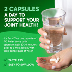 Clinical Effects TC Relief capsules close-up suggests convenient daily joint comfort.