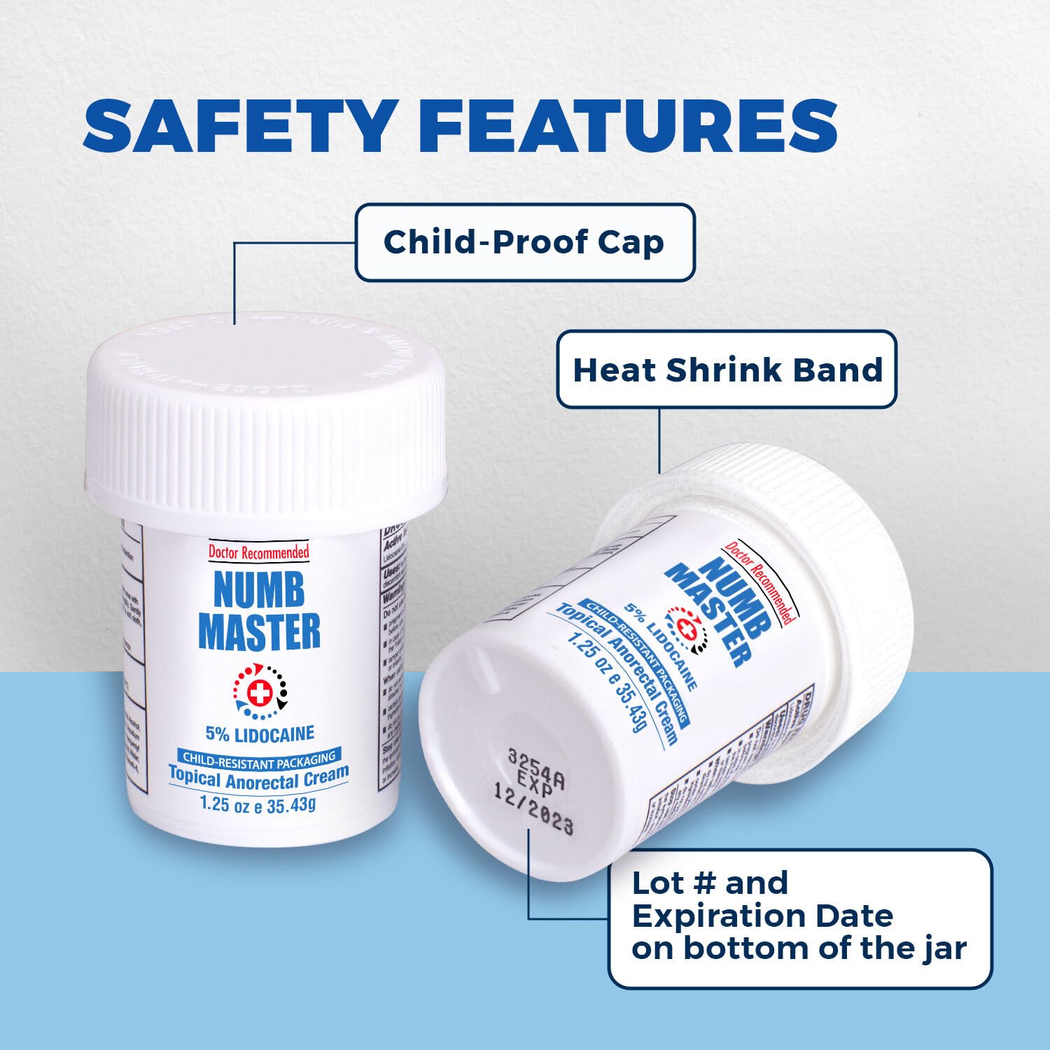 Clinical Resolution Numb Master bottle back label explains safety and shelf life