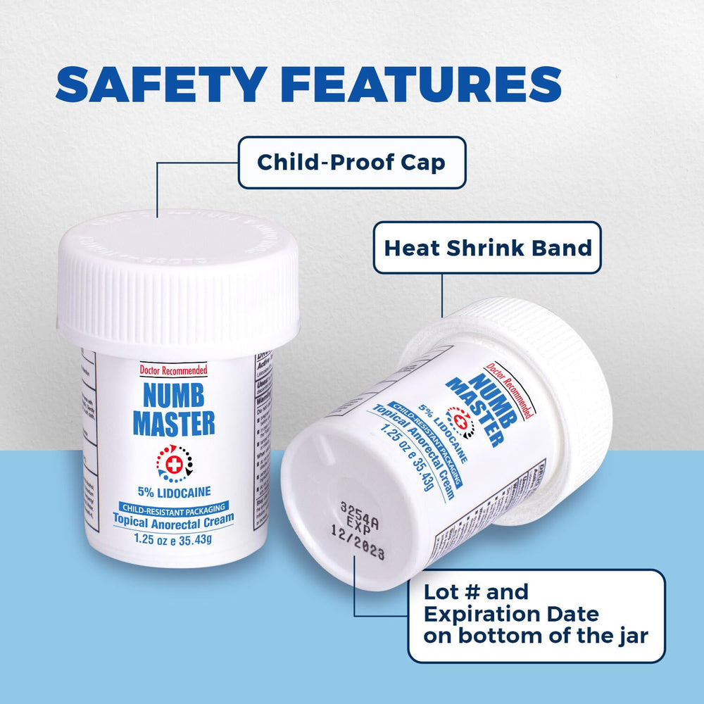 Clinical Resolution Numb Master bottle back label explains safety and shelf life