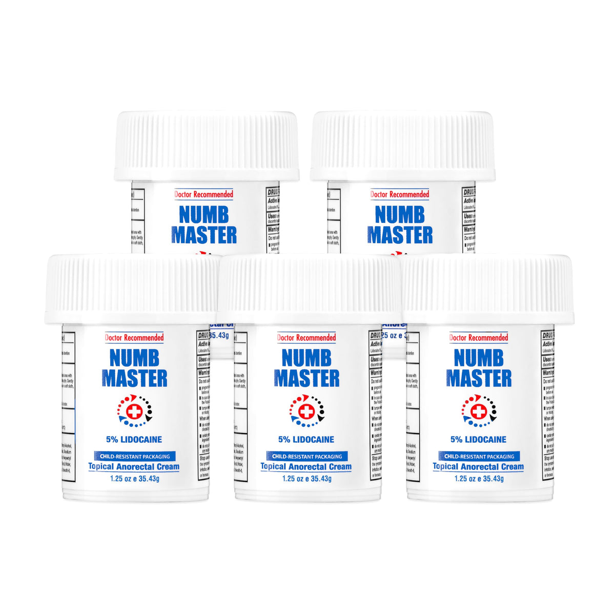 Clinical Resolution Numb Master 5% lidocaine cream packaging showing maximum strength relief options
