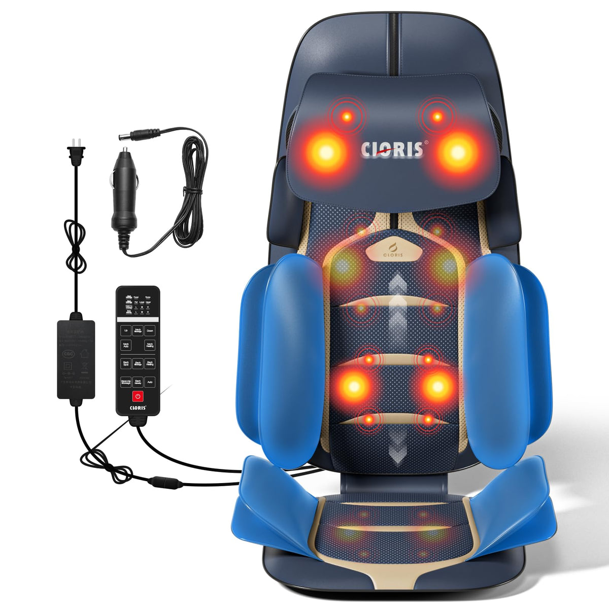 CLORIS neck back massager with heat front view promotes relaxed shoulders and neck relief