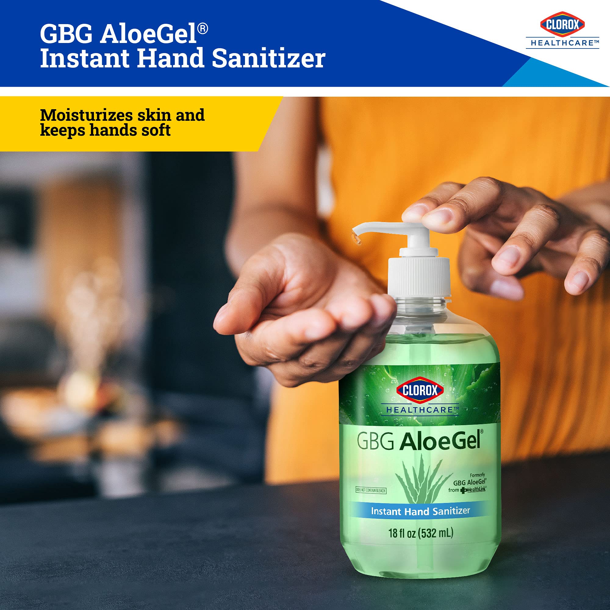 Clorox AloeGel quick-dry formula shown on hand.