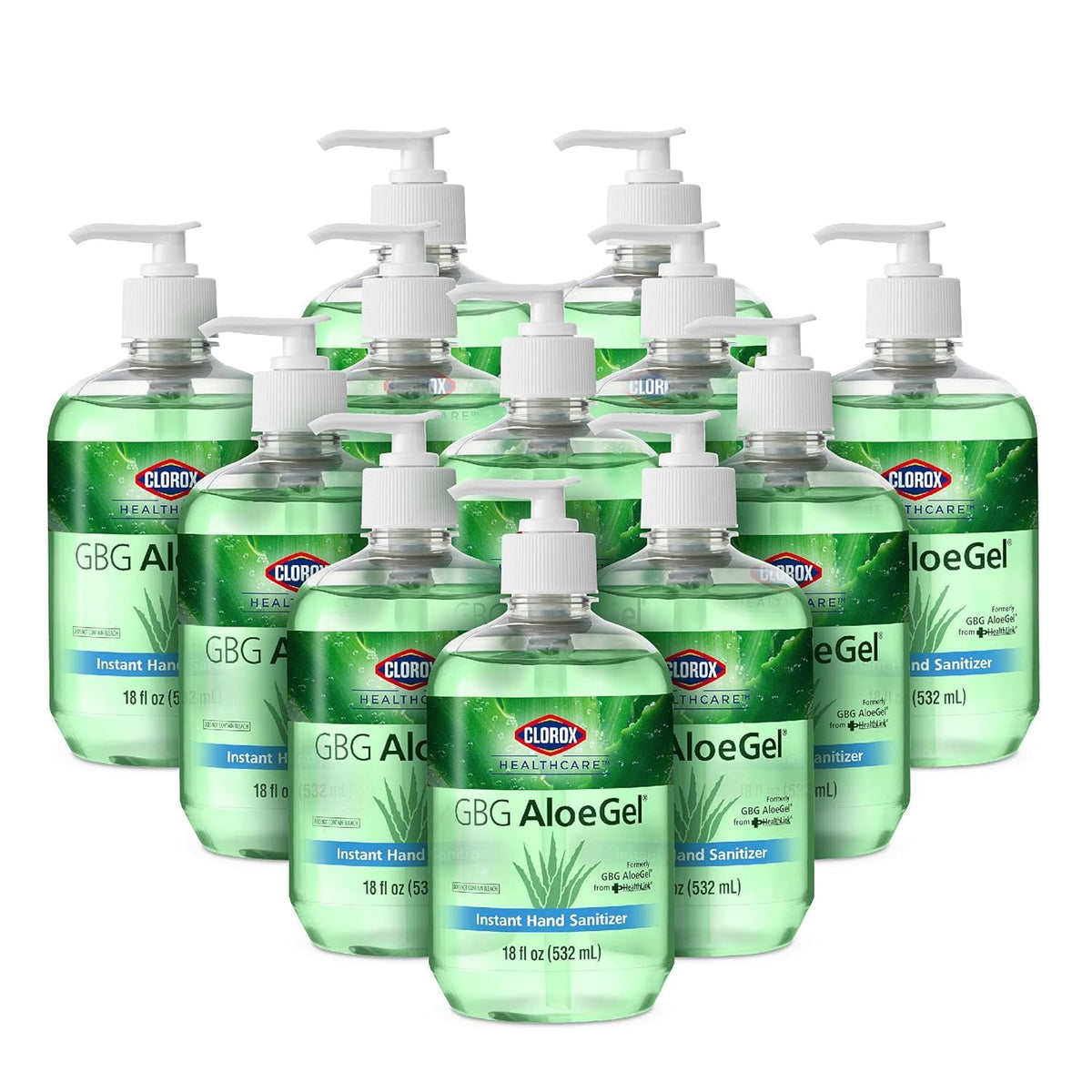 Clorox AloeGel bottle pump for quick desk-side hand sanitizing.