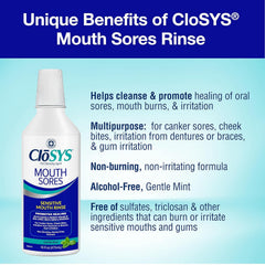 CloSYS Mouth Sores Mouthwash mint flavor provides a refreshing rinse.