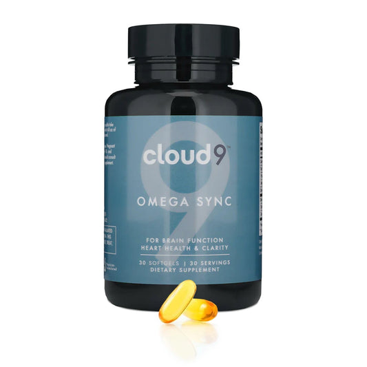 Cloud9 by Rebound Omega Sync bottle with capsules for easy daily omega-3 intake.