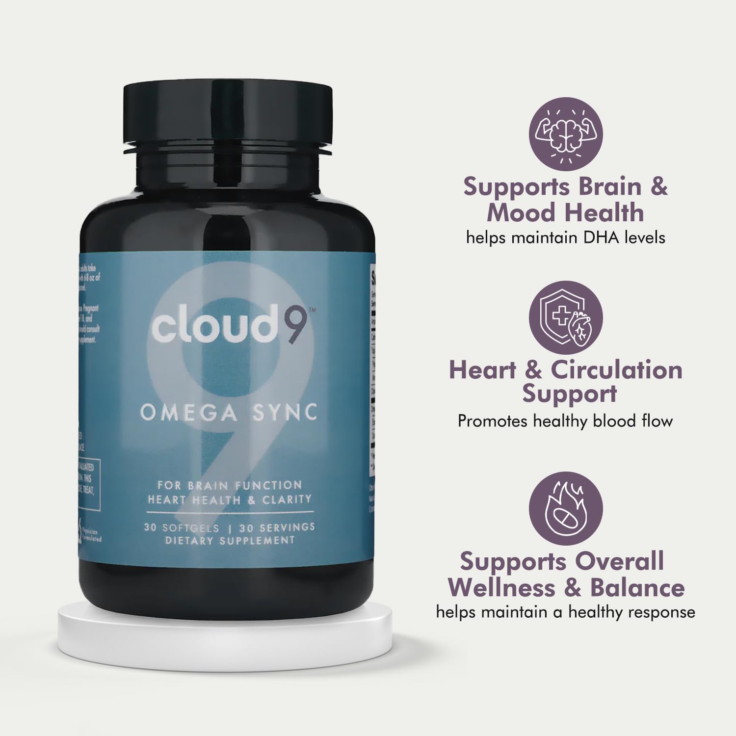 Cloud9 by Rebound Omega Sync softgels lemon-flavored, easy to swallow.