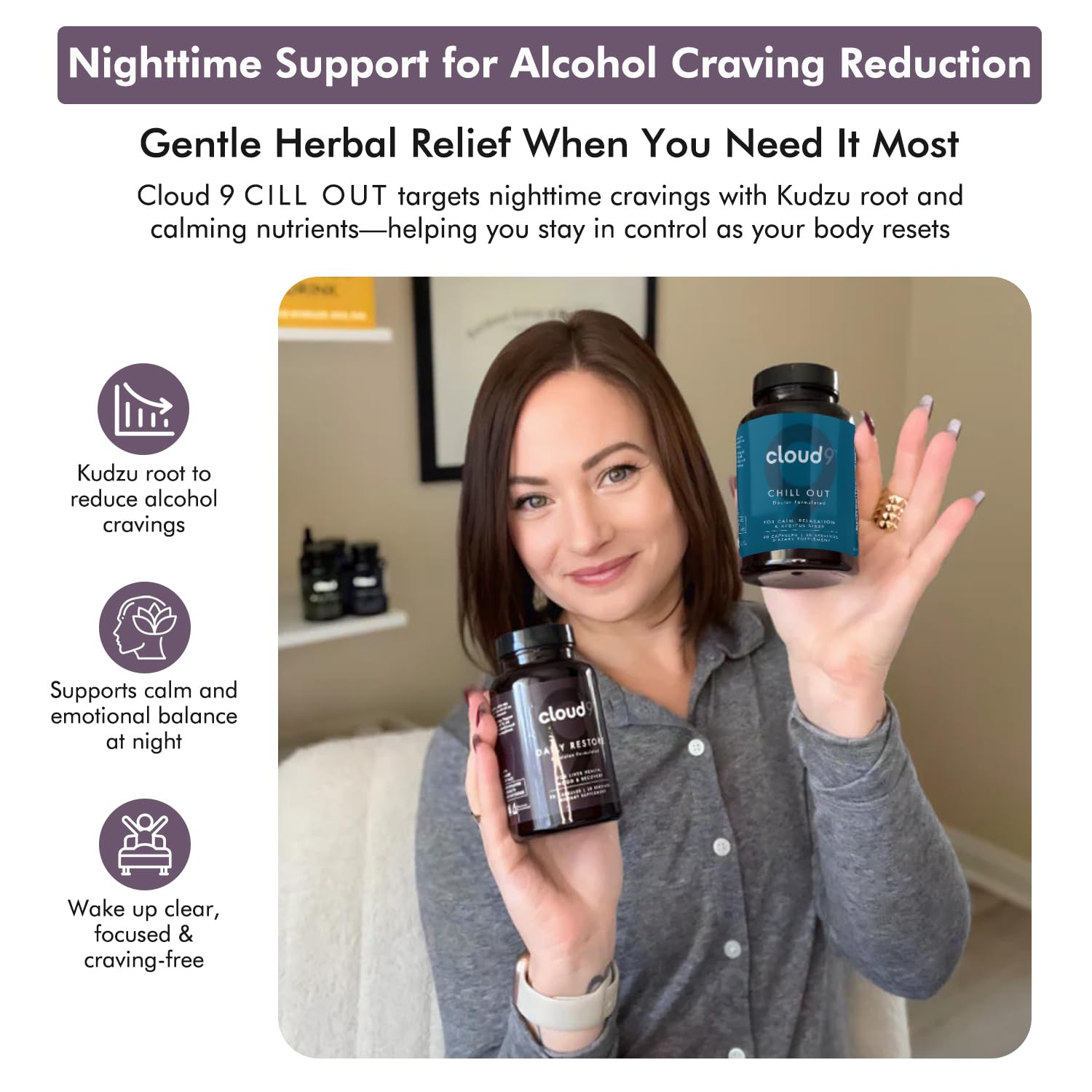Outer packaging of Cloud9 Chill Out with USA-made branding and natural ingredients