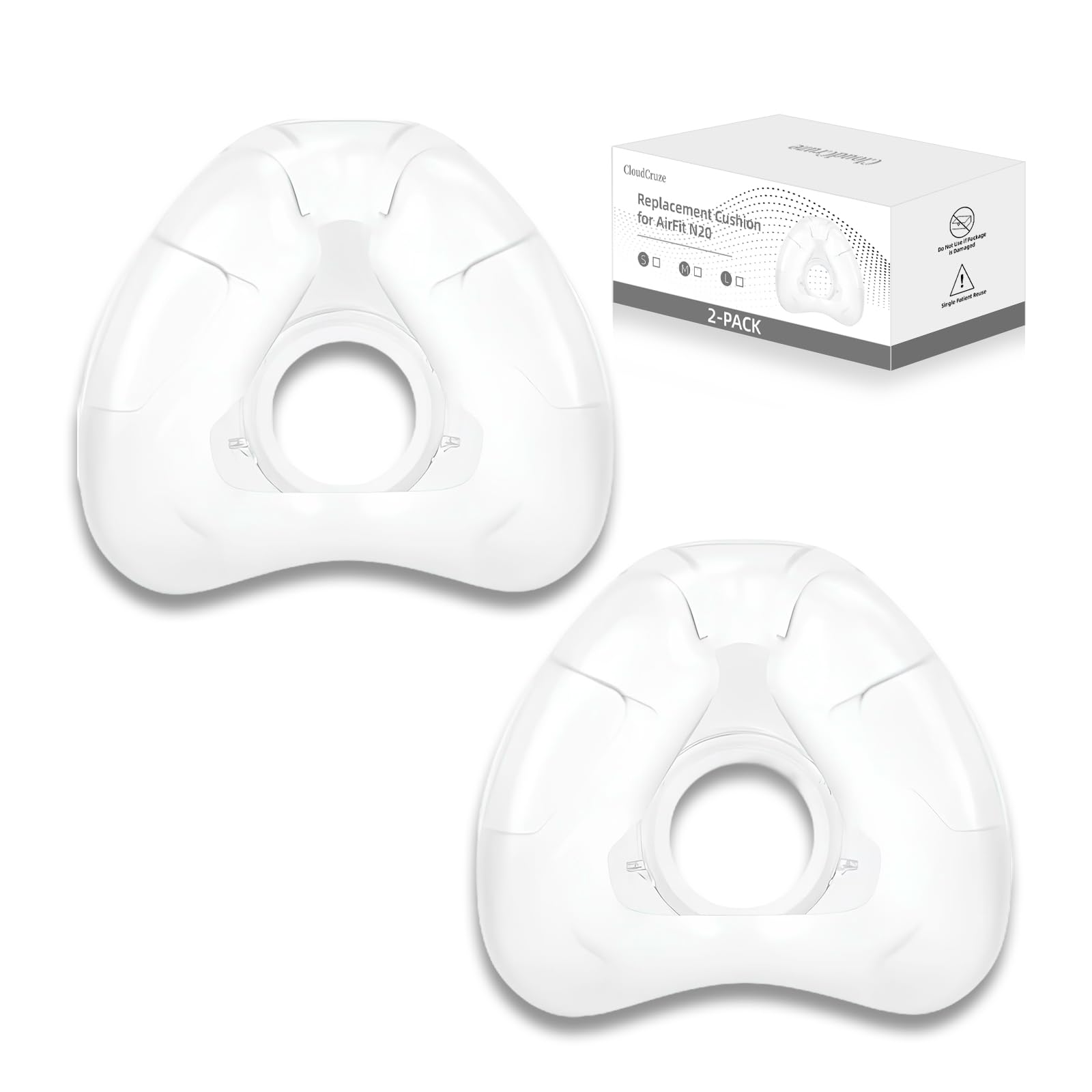 Cloudcruze 2 pack nasal cushion for N20 delivers a secure fit with the original frame.