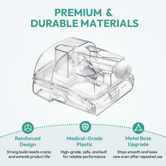 Cloudcruze reinforced plastic and metal base for durable CPAP chamber construction.