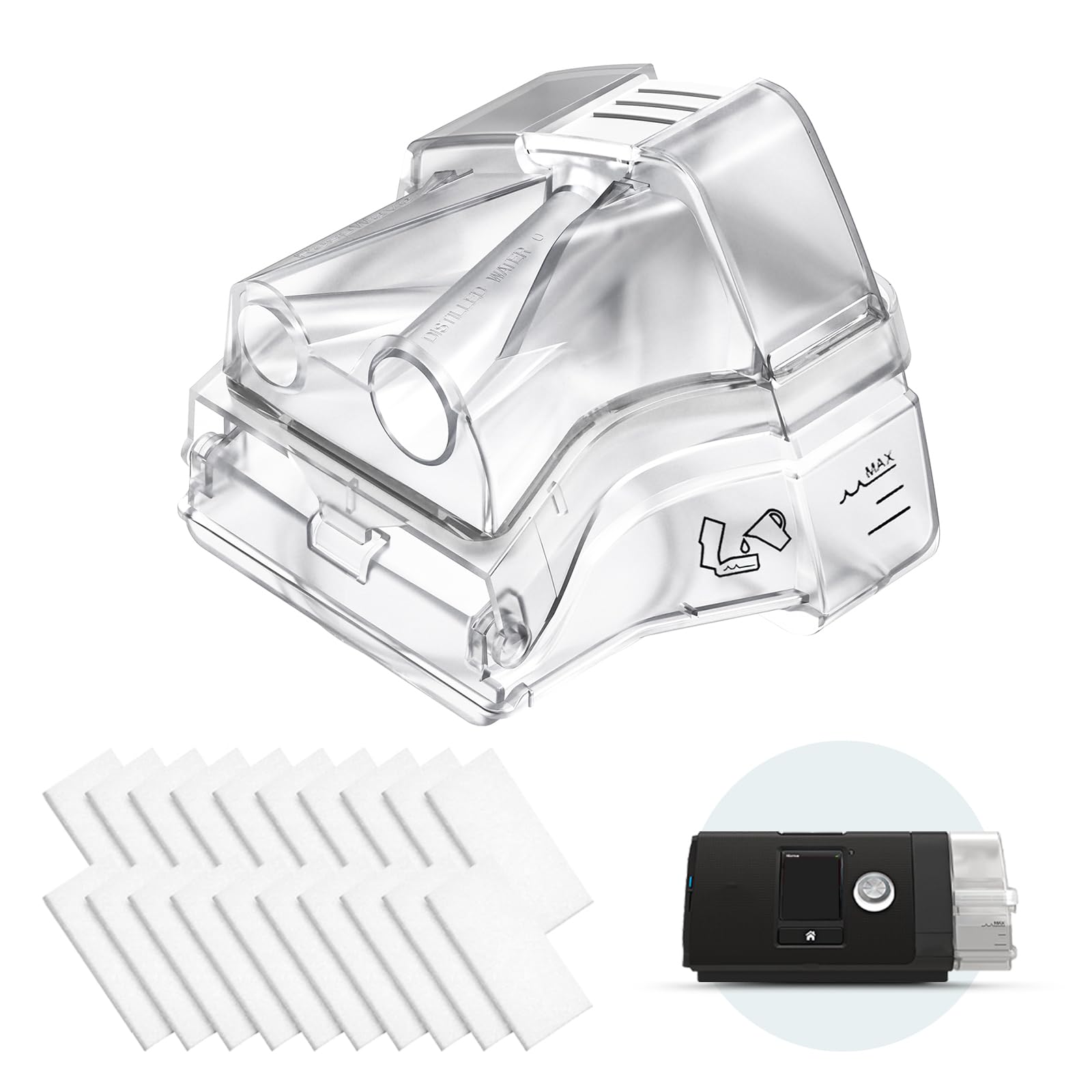 Cloudcruze replacement water chamber for AirSense 10 ensures dependable humidification and simple setup.